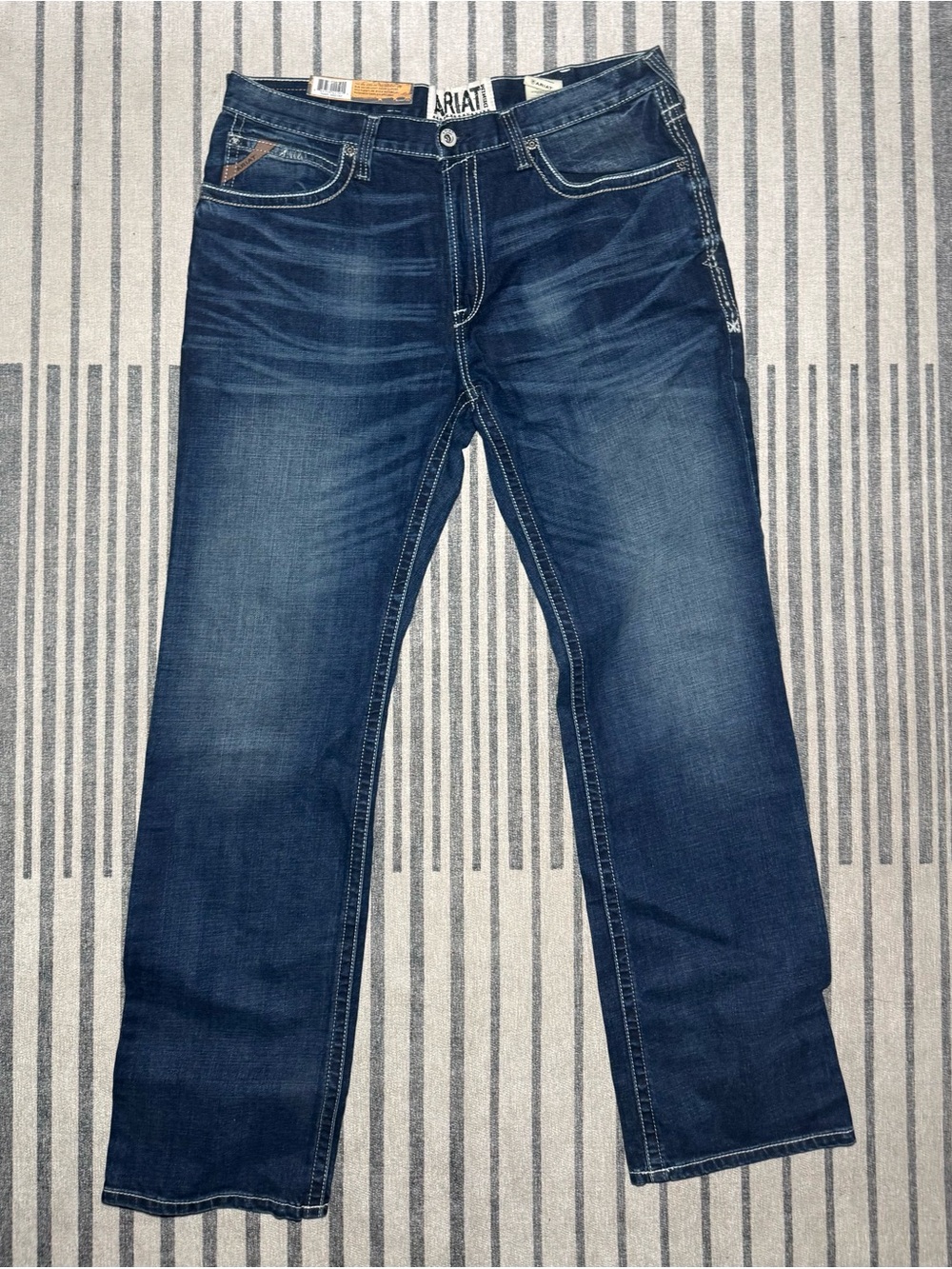 NWT Ariat M4 Low Rise Boot Cut Stretch Jeans Men’s 38x36 Blue Denim